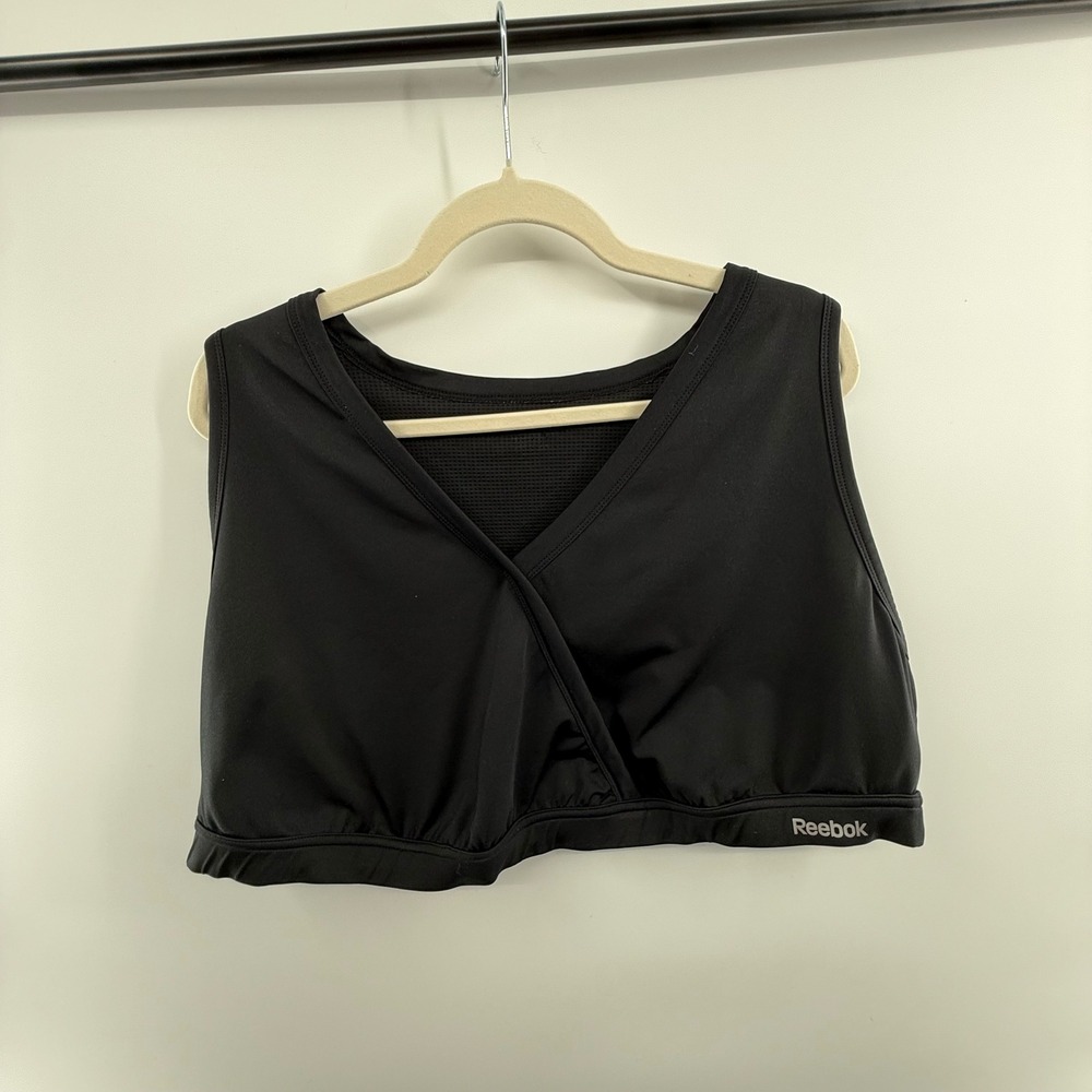 Reebok Black Wrap Front Sports Bra Crop‎ Top Plus Size 26/28 Activewear